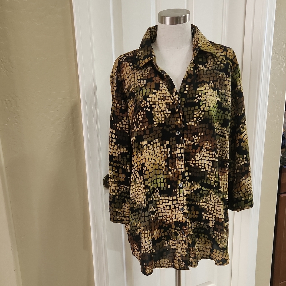Stylish Camouflage Blouse for Women - Size 2X